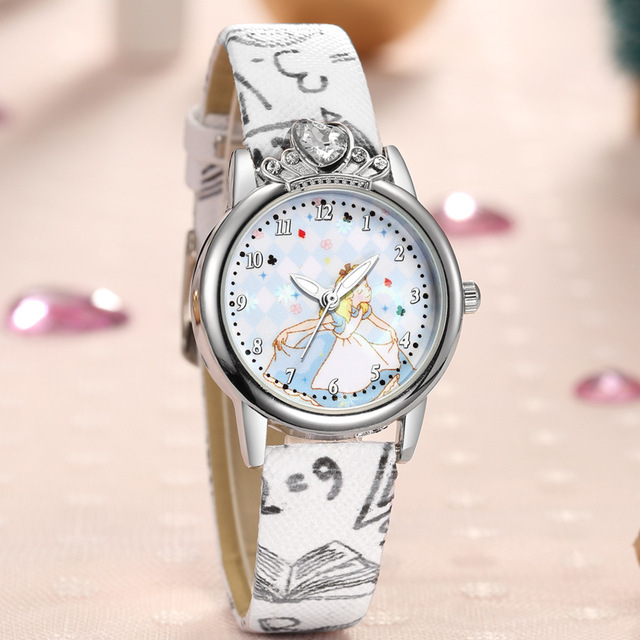 Dziecięcy zegarek kwarcowy UTHAI CQ73 dla dziewczynek z kryształkami - kreskówkowa księżniczka - Wianko - 1