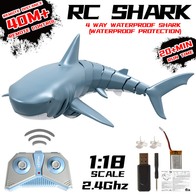 Nowy pilot Shark Water Spray Toy 2.4G - zabawka wodoodporna dla dzieci do łazienki i basenu - zwierzęca akcja w czterech kierunkach - łódź RC - Wianko - 1