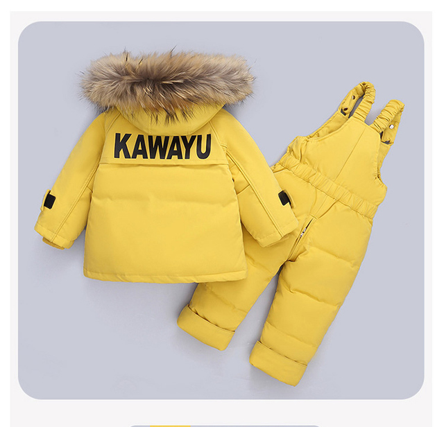 Dziecięcy zimowy kombinezon z kurtką puchową i parką z prawdziwym futrem - ciepły płaszcz dla dziewczynki - Wianko - 12
