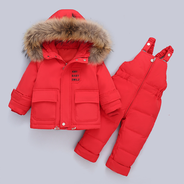 Dziecięcy zimowy kombinezon z kurtką puchową i parką z prawdziwym futrem - ciepły płaszcz dla dziewczynki - Wianko - 10