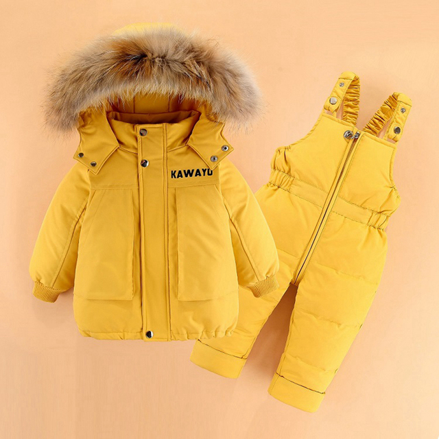 Dziecięcy zimowy kombinezon z kurtką puchową i parką z prawdziwym futrem - ciepły płaszcz dla dziewczynki - Wianko - 4