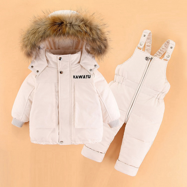 Dziecięcy zimowy kombinezon z kurtką puchową i parką z prawdziwym futrem - ciepły płaszcz dla dziewczynki - Wianko - 5