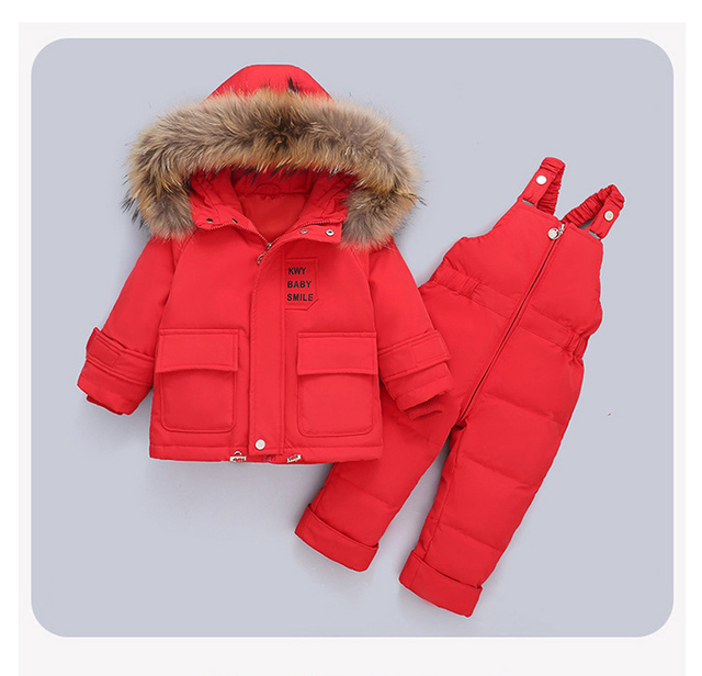 Dziecięcy zimowy kombinezon z kurtką puchową i parką z prawdziwym futrem - ciepły płaszcz dla dziewczynki - Wianko - 14