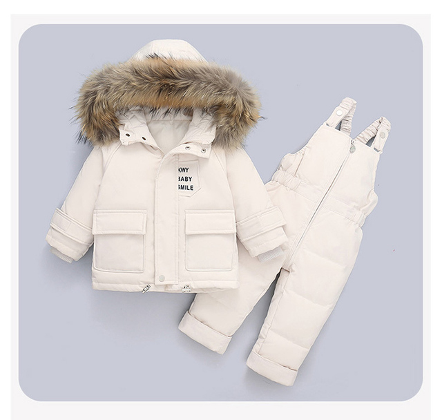 Dziecięcy zimowy kombinezon z kurtką puchową i parką z prawdziwym futrem - ciepły płaszcz dla dziewczynki - Wianko - 13