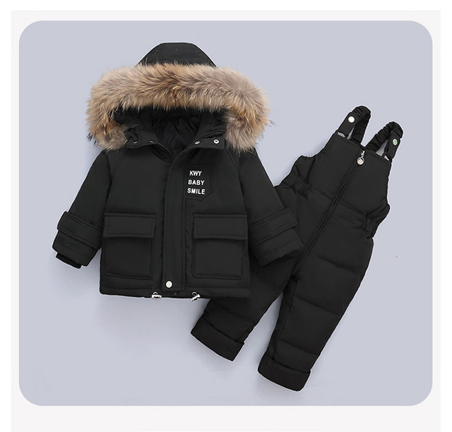 Dziecięcy zimowy kombinezon z kurtką puchową i parką z prawdziwym futrem - ciepły płaszcz dla dziewczynki - Wianko - 15