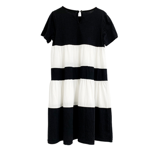 Sukienka dla dziewczynki YourSeason w wieku 8-16 lat, patchwork, 100% bawełna, czarno-biała, krótki rękaw - Wianko - 10