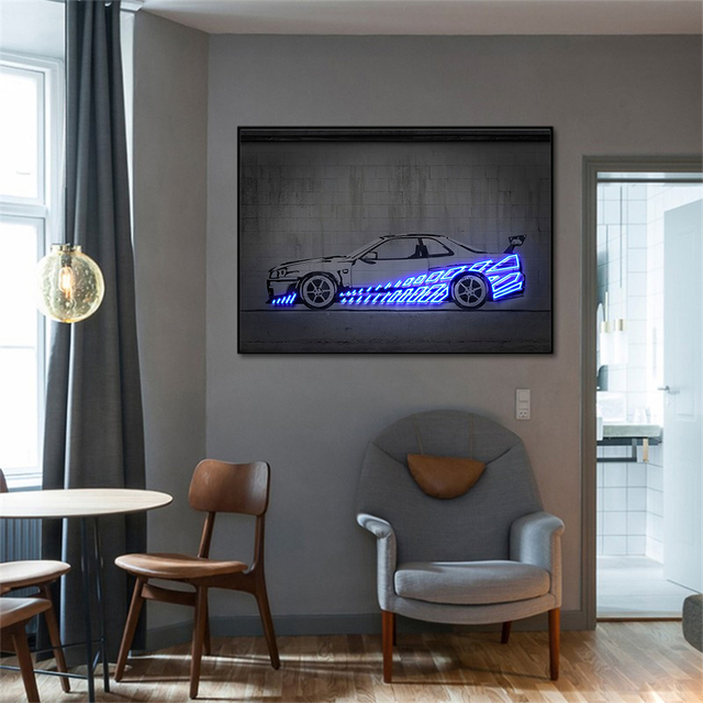 Obraz plakatowy Neon Vehicle Ghostbusters – nowoczesna grafika uliczna, chłopięcy prezent, dekoracja pokojowa, bez ramki - Wianko - 8