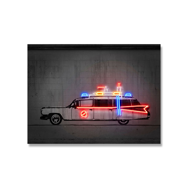 Obraz plakatowy Neon Vehicle Ghostbusters – nowoczesna grafika uliczna, chłopięcy prezent, dekoracja pokojowa, bez ramki - Wianko - 13