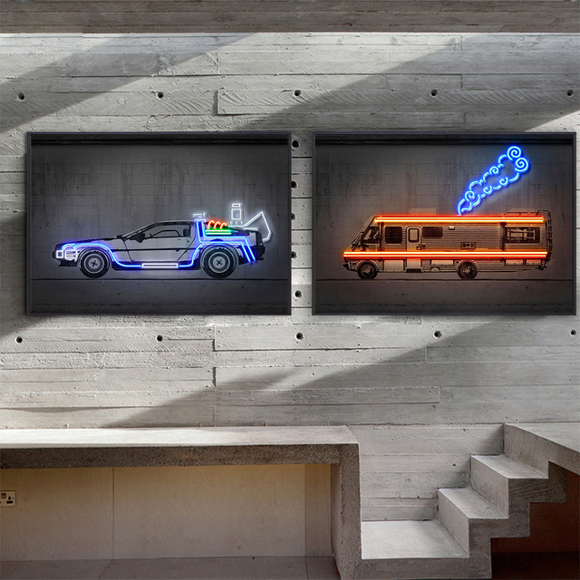 Obraz plakatowy Neon Vehicle Ghostbusters – nowoczesna grafika uliczna, chłopięcy prezent, dekoracja pokojowa, bez ramki - Wianko - 7