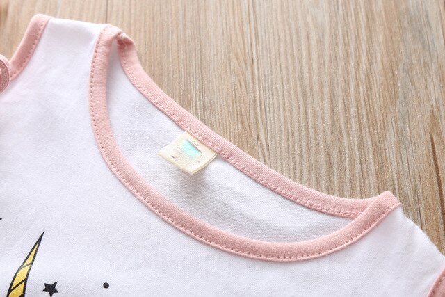 Śliczne dziewczynek jednorożec T-shirt Bubble Tutu spódnice + koszula z krótkim rękawem (2 sztuki) - Wianko - 18