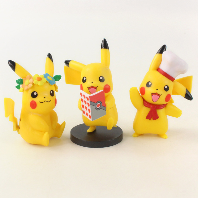 Figurka Pokemon Anime Pikachu z kwiatem, zestaw 6 sztuk, wysokość 8-9cm, Model postaci z PVC, dla dzieci, prezent Brinquedos - Wianko - 7