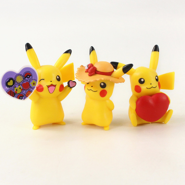 Figurka Pokemon Anime Pikachu z kwiatem, zestaw 6 sztuk, wysokość 8-9cm, Model postaci z PVC, dla dzieci, prezent Brinquedos - Wianko - 8