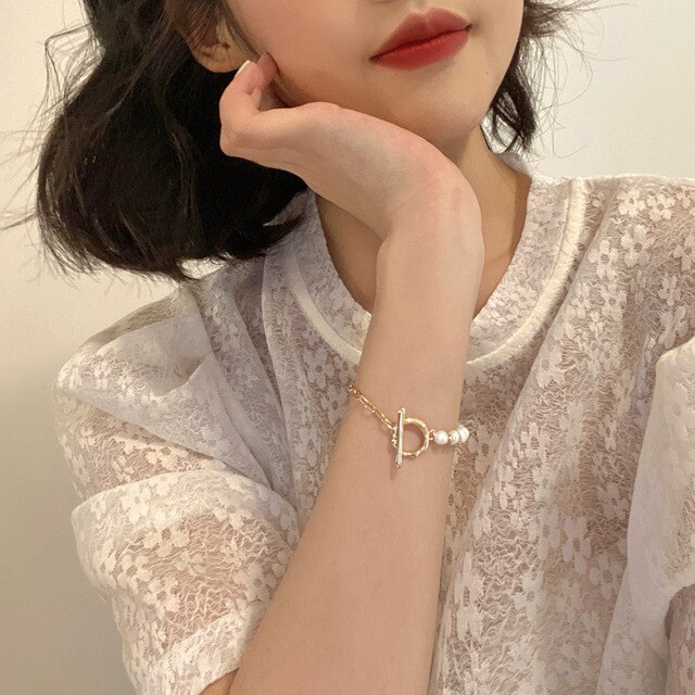 Bransoletka koreańska 2021 - perłowa bransoletka z koralików dla kobiet OT ze stopu metalu - biżuteria modna, prezent damska - Pulseras Mujer - Wianko - 11