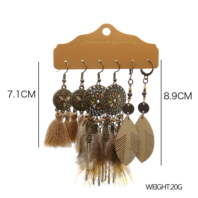 Kolczyki wiszące Boho Multicolor Tassel z etnicznymi detalami, długie kolczyki vintage z czarującą geometrią kwiatową - Wianko - 8