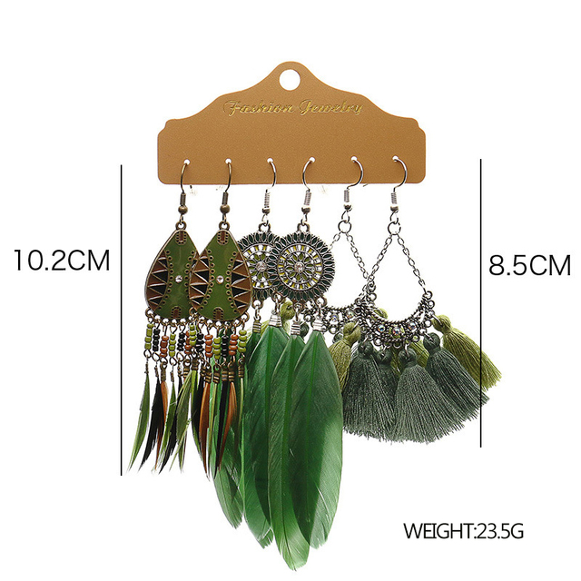 Kolczyki wiszące Boho Multicolor Tassel z etnicznymi detalami, długie kolczyki vintage z czarującą geometrią kwiatową - Wianko - 4