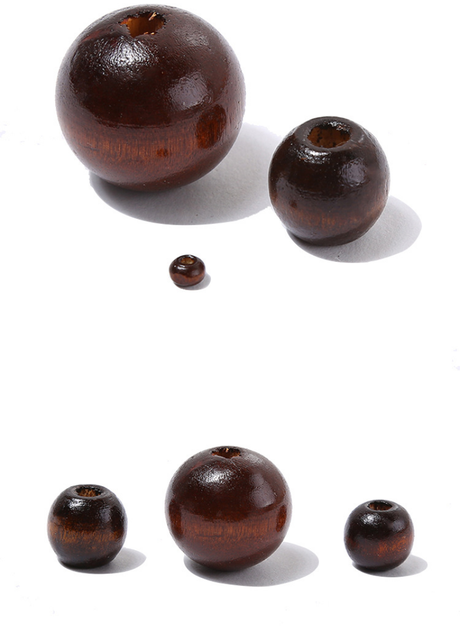 Drewniane koraliki Craft w kolorze ciemnego brązu, okrągłe, 3-75 sztuk na partię - Wianko - 17