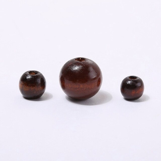 Drewniane koraliki Craft w kolorze ciemnego brązu, okrągłe, 3-75 sztuk na partię - Wianko - 13