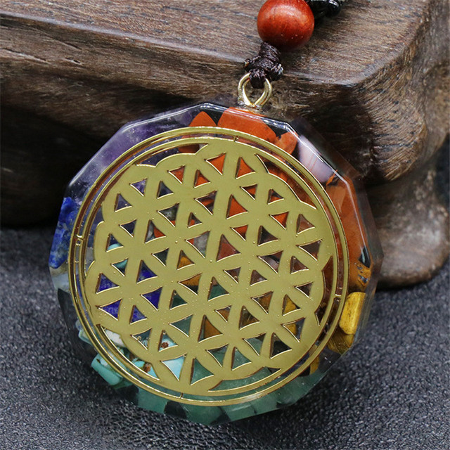 Chakra orgonit naszyjnik Sri Yantra - wisiorek z tygrysim okiem - Wianko - 10