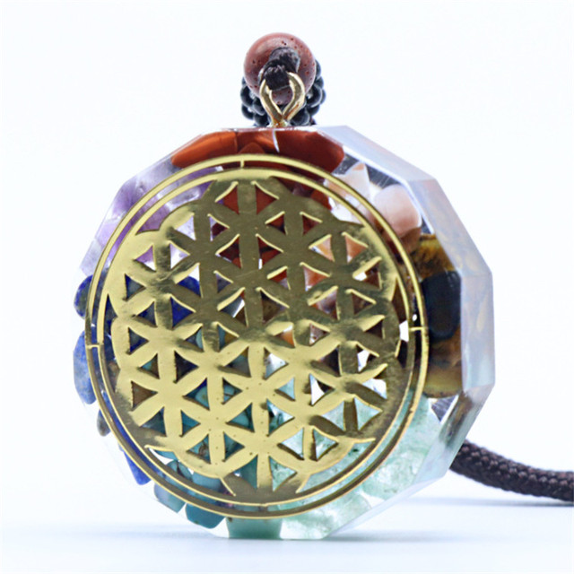 Chakra orgonit naszyjnik Sri Yantra - wisiorek z tygrysim okiem - Wianko - 3