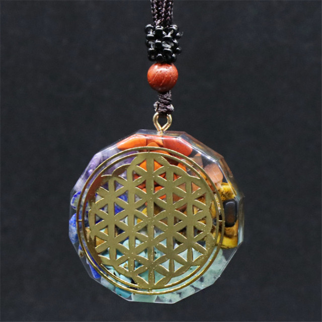 Chakra orgonit naszyjnik Sri Yantra - wisiorek z tygrysim okiem - Wianko - 8