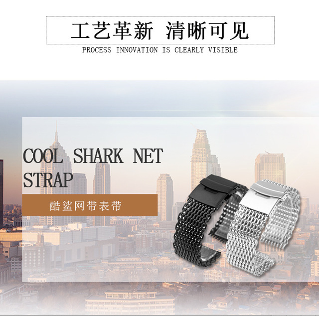 Siatkowy zegarek ze stali nierdzewnej Cool Shark 1.2 gruba siatka 304 pasek męski 18/20/22/24 mm - Wianko - 2