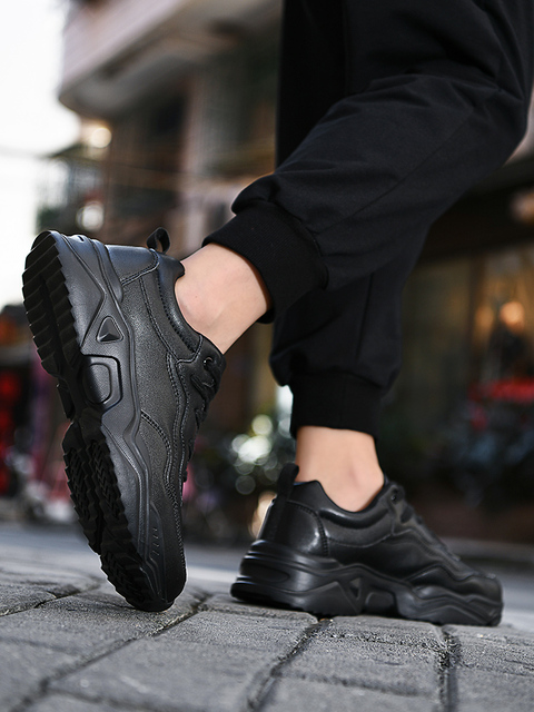 Męskie nieformalne buty zimowe CIFIMI, skórzane sneaker o dużych rozmiarach 38-46, czarne, dodatkowa warstwa bawełny, idealne na co dzień i piesze wycieczki - Wianko - 4