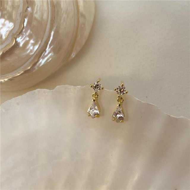 Kolczyki kryształowe S925 srebro japońskiej marki z kroplą wody, luksusowe i eleganckie, 14k prawdziwe złoto pozłacane - Wianko - 3
