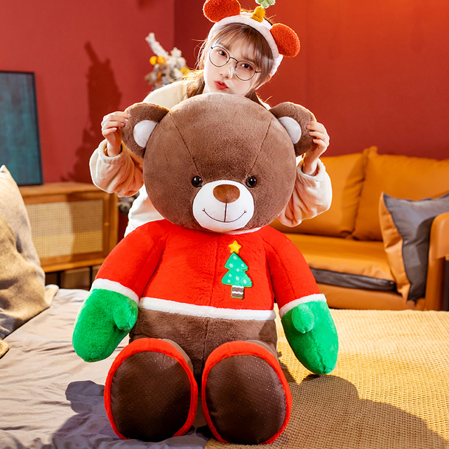 Duża pluszowa zabawka niedźwiadek nadziewana miękkim materiałem, rozmiar 80/100cm, idealna na prezent świąteczny dla dziewczynek i dzieci, ozdoba wnętrza - Wianko - 4