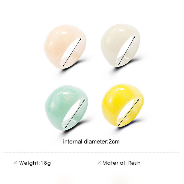 Kolorowe proste akrylowe pierścienie dla kobiet - geometryczne i przezroczyste, zestaw żywicznej biżuterii na party - Wianko - 1