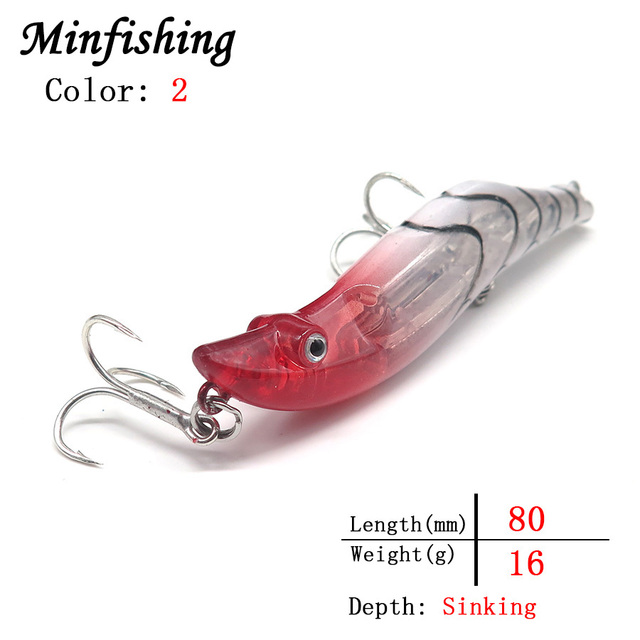 Krewetka sztuczna przynęta Minfishing Minnow, twarde Crankbaits jerkbait, 8 cm, 16 g - Wianko - 3