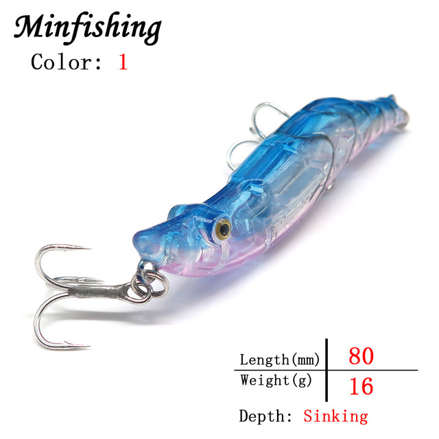 Krewetka sztuczna przynęta Minfishing Minnow, twarde Crankbaits jerkbait, 8 cm, 16 g - Wianko - 2