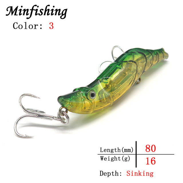 Krewetka sztuczna przynęta Minfishing Minnow, twarde Crankbaits jerkbait, 8 cm, 16 g - Wianko - 4