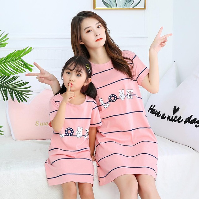 Piżama nocna dziecięca dla dziewczynki i kobiet, bawełniana, różowy kot, letnia, wygodna - Wianko - 24