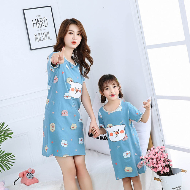 Piżama nocna dziecięca dla dziewczynki i kobiet, bawełniana, różowy kot, letnia, wygodna - Wianko - 16