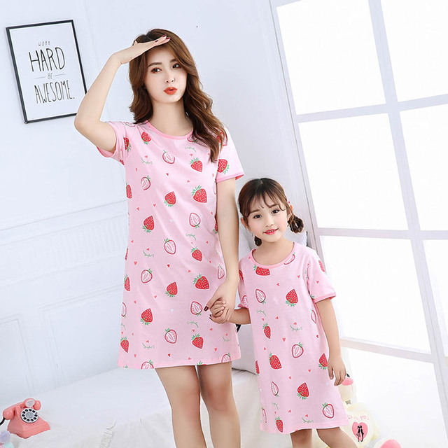 Piżama nocna dziecięca dla dziewczynki i kobiet, bawełniana, różowy kot, letnia, wygodna - Wianko - 9