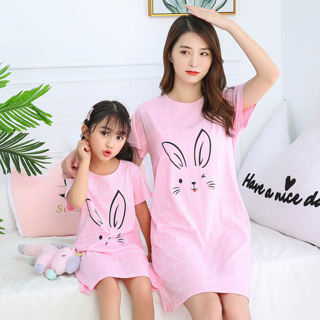 Piżama nocna dziecięca dla dziewczynki i kobiet, bawełniana, różowy kot, letnia, wygodna - Wianko - 21