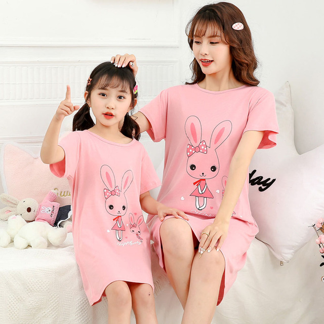 Piżama nocna dziecięca dla dziewczynki i kobiet, bawełniana, różowy kot, letnia, wygodna - Wianko - 36