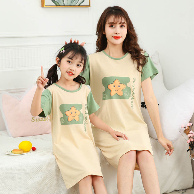 Piżama nocna dziecięca dla dziewczynki i kobiet, bawełniana, różowy kot, letnia, wygodna - Wianko - 29