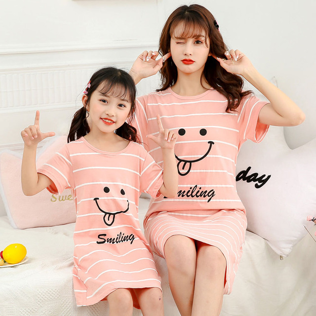 Piżama nocna dziecięca dla dziewczynki i kobiet, bawełniana, różowy kot, letnia, wygodna - Wianko - 35