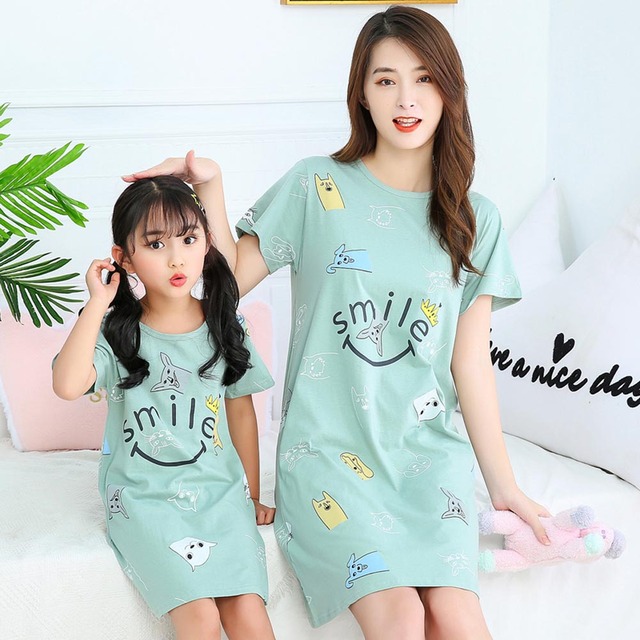 Piżama nocna dziecięca dla dziewczynki i kobiet, bawełniana, różowy kot, letnia, wygodna - Wianko - 20
