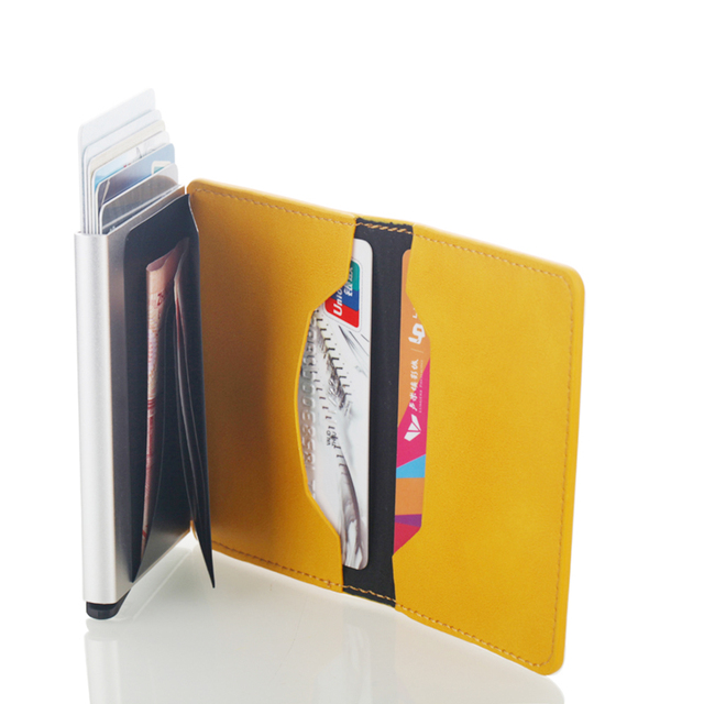 Męskie etui na karty i dokumenty z nowym RFID, wykonane z szalonej skóry konia w stylu retro, z pudełkiem z aluminium na monety - popularne i proste w użyciu - Wianko - 2