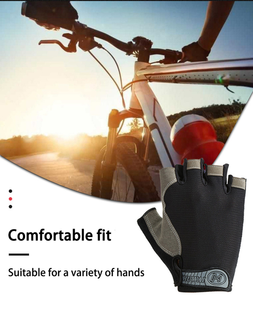 Rękawice rowerowe pół palca antypoślizgowe - oddychające, przeciwwstrząsowe - dla kobiet i mężczyzn w outdoorowych i motocyklowych sportach - Wianko - 3