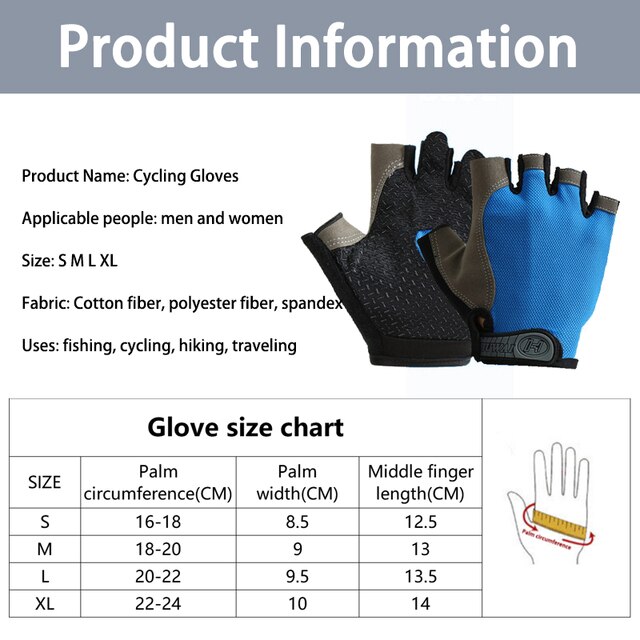 Rękawice rowerowe pół palca antypoślizgowe - oddychające, przeciwwstrząsowe - dla kobiet i mężczyzn w outdoorowych i motocyklowych sportach - Wianko - 1