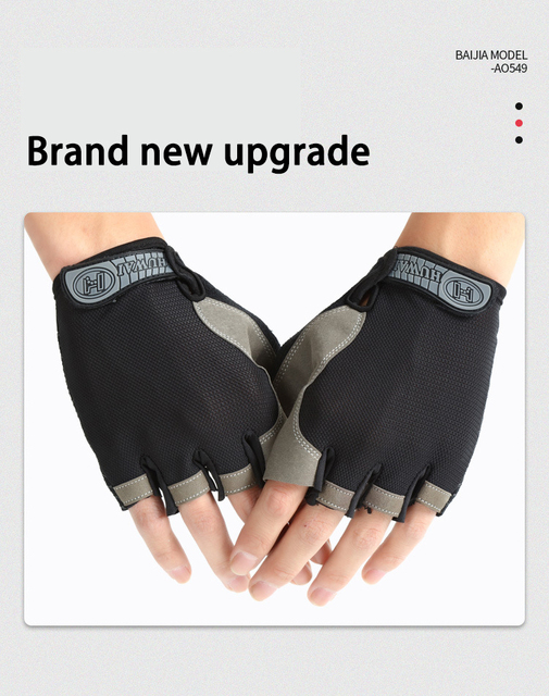 Rękawice rowerowe pół palca antypoślizgowe - oddychające, przeciwwstrząsowe - dla kobiet i mężczyzn w outdoorowych i motocyklowych sportach - Wianko - 6