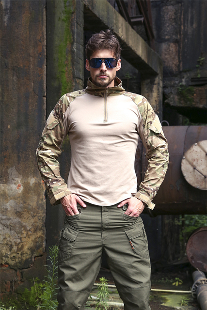 Koszula taktyczna z długim rękawem Camo do szkoleń w terenie, kolor kamuflażu żaba, rozmiar 5XL - Wianko - 2