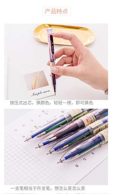 Długopis 40 sztuk z przezroczystym korpusikiem w 4 kolorach, idealny dla ucznia japońskiej szkoły - Wianko - 3