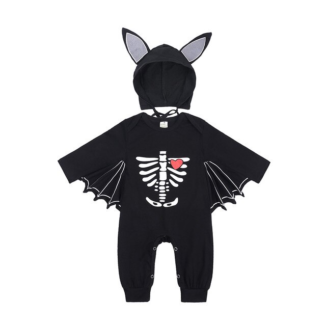 Kombinezon z skrzydłami Halloween dla noworodka dziewczynki i chłopca + czapka batman - zestaw kostiumowy - Wianko - 6