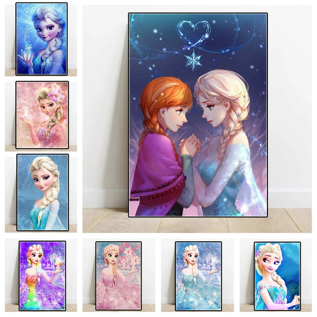 Plakaty Disney Mrożone Księżniczki Anna i Elsa - wydruki na płótnie, idealne do dekoracji pokoju dziewczyn - Wianko - 3