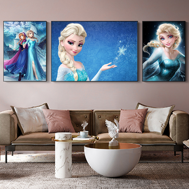 Plakaty Disney Mrożone Księżniczki Anna i Elsa - wydruki na płótnie, idealne do dekoracji pokoju dziewczyn - Wianko - 4