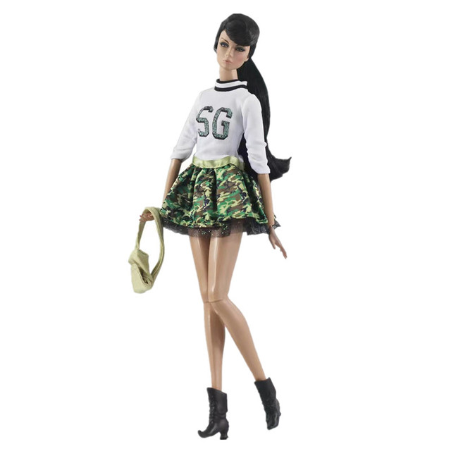 Akcesoria do ubrania dla lalek Barbie - sukienka „Princeska” z długimi rękawami dla dzieciowych strojów na co dzień, wraz z torbą na buty 11.5 BJD - Wianko - 2